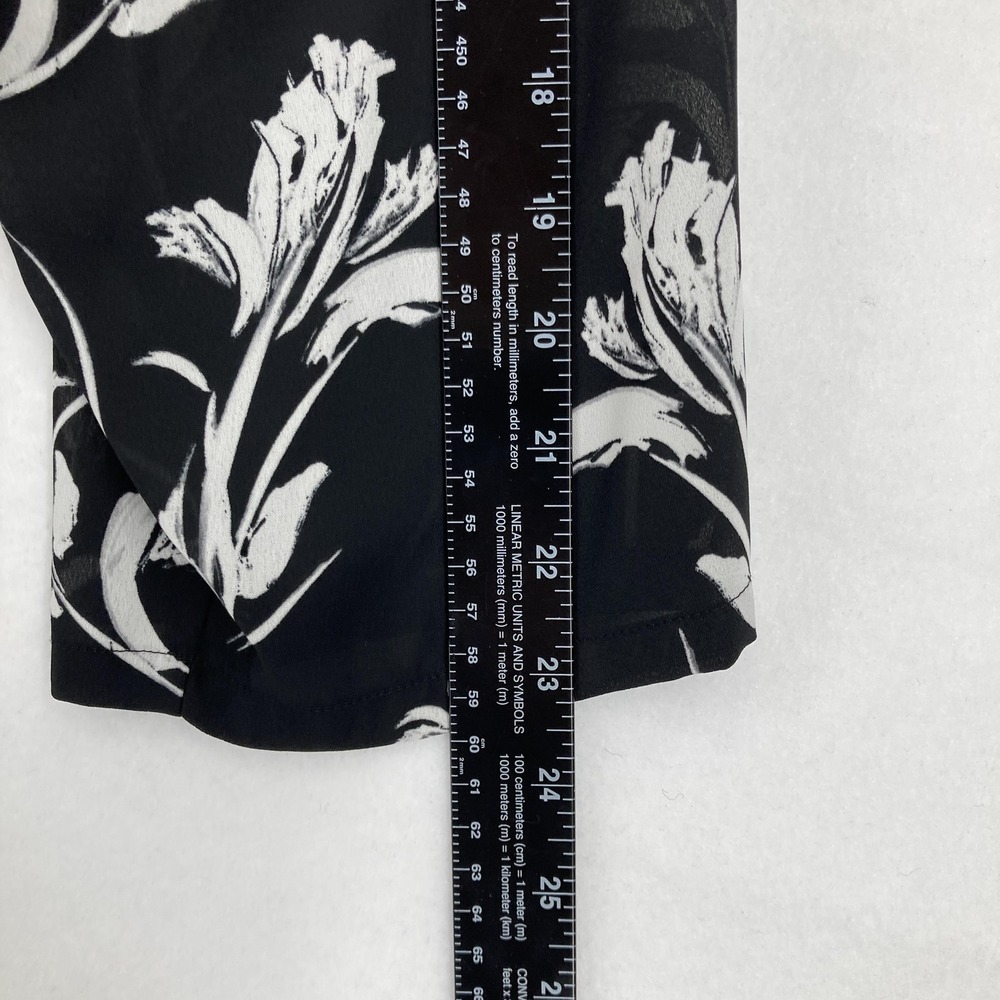 Alfani Blouse Womens 3X Black White Floral Zip Front Long Sleeve Pullover Tunic - Picture 8 of 11